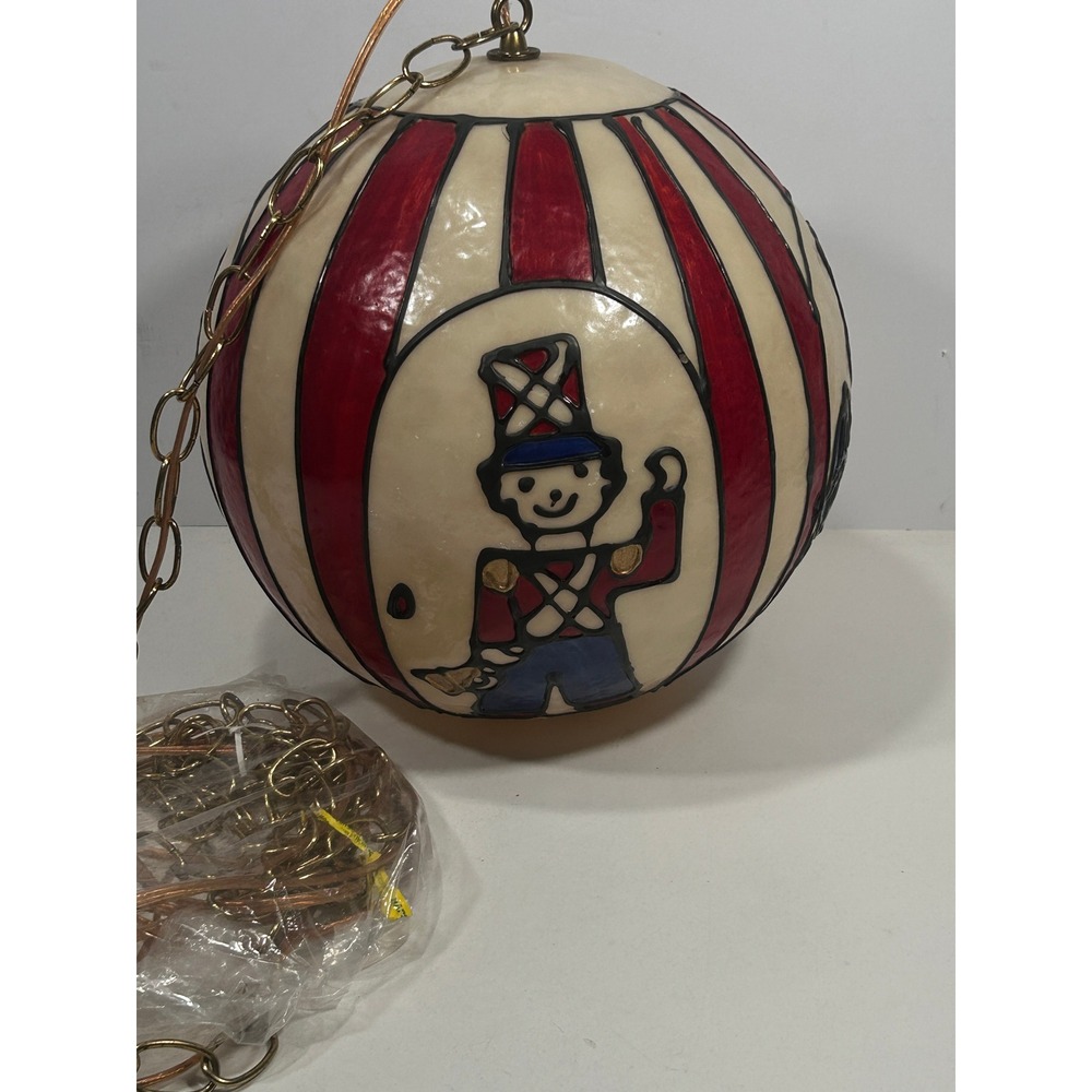 Vintage Circus Toy Soldier Swag Lamp Red White Striped Pendant Light Nursery